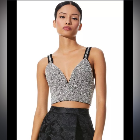 Alice and Olivia Carli Embellished Bra Top - Picture 1 of 8